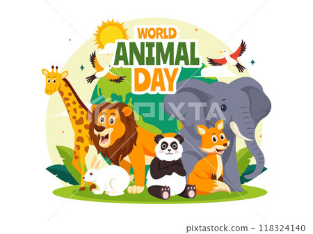 World Animal Day Vector Illustration with a Variety of Animals or Wildlife in the Natural Habitat to Forest Protection and Environmental Awareness World Animal Day Vector Illustration with a Variety of Animals or Wildlife in the Natural Habitat to Forest Protection and Environmental Awareness 118324140