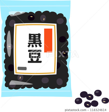 Bag of black beans, black soybeans 118324614