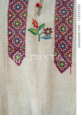 Embroidery Ukraine ornament Vyshyvanka Ukrainian cross stitch. Embroidery Ukraine ornament Vyshyvanka Ukrainian cross stitch. 118325262