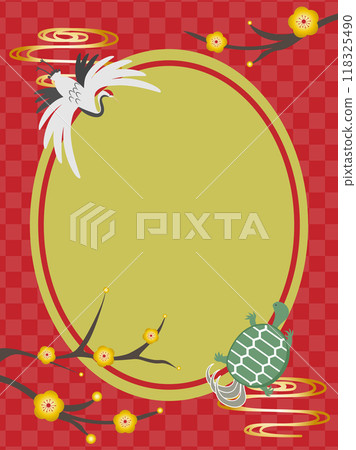 A Japanese-style frame design of cranes and turtles for New Year's and other celebrations 118325490
