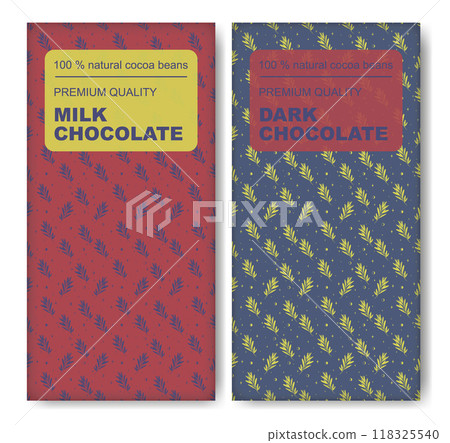 Chocolate package floral design for branding. Trendy luxury product brand template for packaging Chocolate package floral design for branding. Trendy luxury product brand template for packaging 118325540