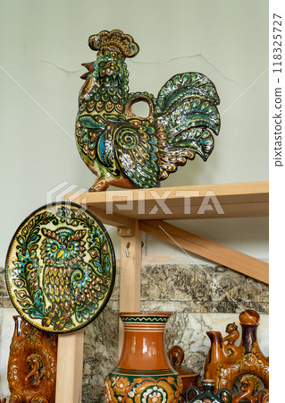Clay rooster. Ukrainian ceramics. Bird figurine. 118325727