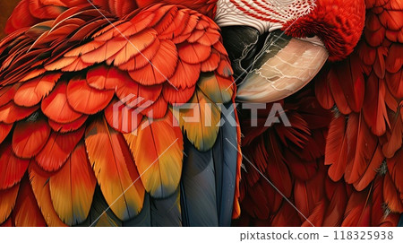 Scarlet macaw. Generative AI 118325938