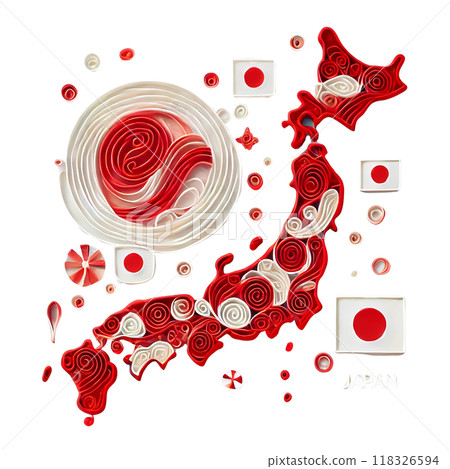 Japan map quilling paper art Japan map quilling paper art 118326594