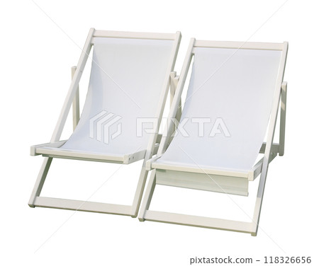 white beach deck canvas chair isolated on white background white beach deck canvas chair isolated on white background 118326656