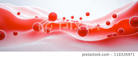 Detailed Medical Image of Erythrocytes in Circulation, Human Blood Analysis Conceptual Graphic, Hematological Test Visualization, Scientific Study of Blood Flow Dynamics, Health Care Research Banner 118326971