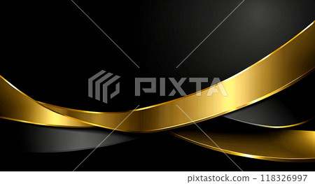 abstract black background, golden wave pattern, elegant luxury design concept, banner, gold lines, dark backdrop, copy space for text or graphics abstract black background, golden wave pattern, elegant luxury design concept, banner, gold lines, dark backdrop, copy space for text or graphics 118326997