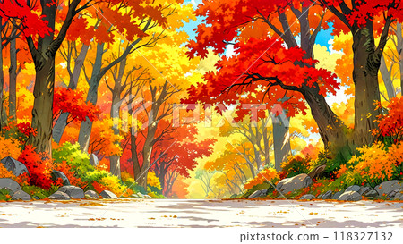 Mountain path of autumn leaves 118327132