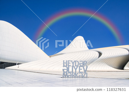 A rainbow over the Heydar Aliyev Center 118327631