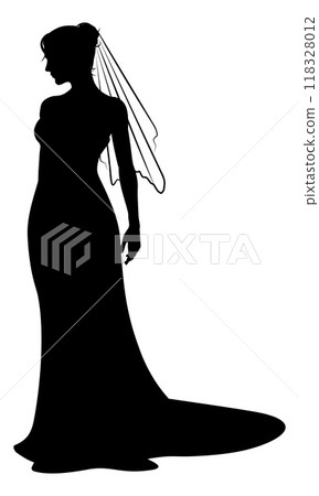 Bride Bridal Wedding Dress Silhouette Woman Design 118328012