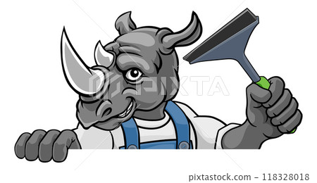 Rhino Car Or Window Cleaner Holding Squeegee 118328018