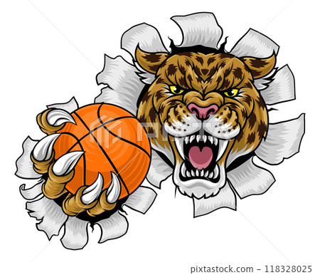 Jaguar Leopard Cheetah Panther Basketball Mascot Jaguar Leopard Cheetah Panther Basketball Mascot 118328025