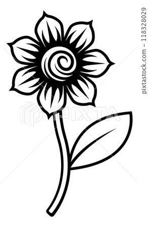 Flower Vintage Woodcut Retro Tattoo Design Style Flower Vintage Woodcut Retro Tattoo Design Style 118328029