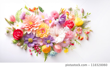 Heart-shaped flower background material AI image 118328060