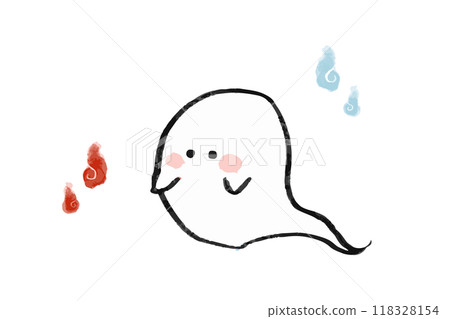 Hand-drawn watercolor style cute ghost illustration 118328154