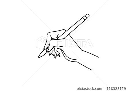 Illustration of a hand with a pen 118328159