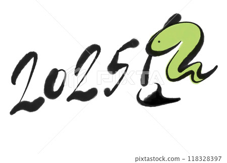 2025 年新年賀卡,蛇用毛筆寫數字令和 7 2025 年新年賀卡,蛇用毛筆寫數字令和 7 118328397