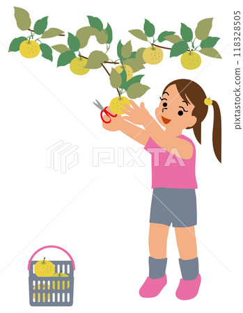 孩子體驗摘梨的插畫03 孩子體驗摘梨的插畫03 118328505