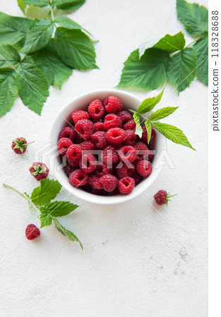 Fresh organic ripe raspberry 118328688
