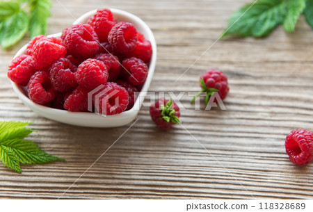 Fresh organic ripe raspberry 118328689