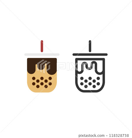 Brown Sugar Bubble Milk Tea. Vector icon for logo 118328738