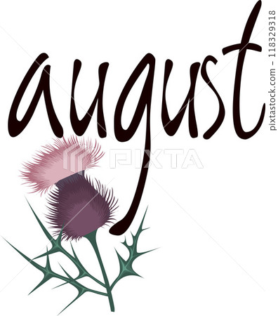 Set Vector Lettering of Month. Handwritten modern black outline. English name of the month year august. Set Vector Lettering of Month. Handwritten modern black outline. English name of the month year august. 118329318