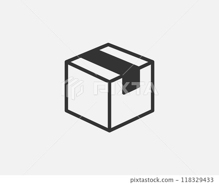 Delivery packaging vector icon. Cargo cardboard box icons. Carton package sign from line geometric shapes. Delivery packaging vector icon. Cargo cardboard box icons. Carton package sign from line geometric shapes. 118329433
