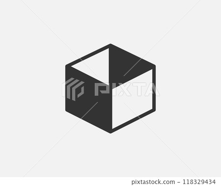 Delivery packaging vector icon. Cargo cardboard box icons. Carton package sign from line geometric shapes. Delivery packaging vector icon. Cargo cardboard box icons. Carton package sign from line geometric shapes. 118329434