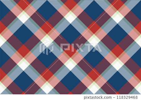 Tartan plaid background, diagonal check seamless pattern. Vector fabric texture for textile print, wrapping paper, gift card, wallpaper. 118329468