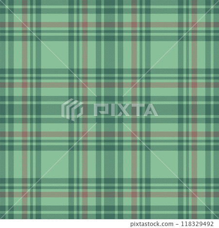 Plaid seamless pattern in green. Check fabric texture. Vector textile print. 118329492