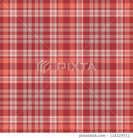 Plaid seamless pattern in red. Check fabric texture. Vector textile print. 118329511