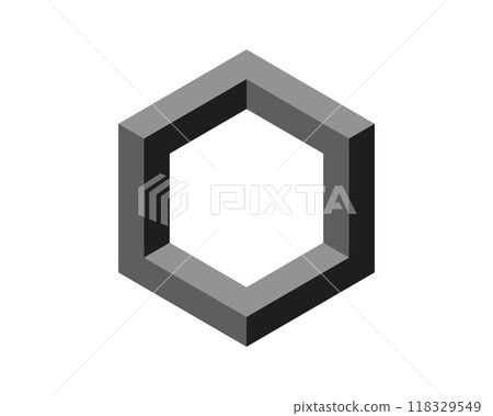 Cube logo, geometric vector design. Box logotype company, trendy tech emblem in pixel style. 118329549