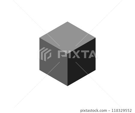 Cube logo, geometric vector design. Box logotype company, trendy tech emblem in pixel style. Cube logo, geometric vector design. Box logotype company, trendy tech emblem in pixel style. 118329552
