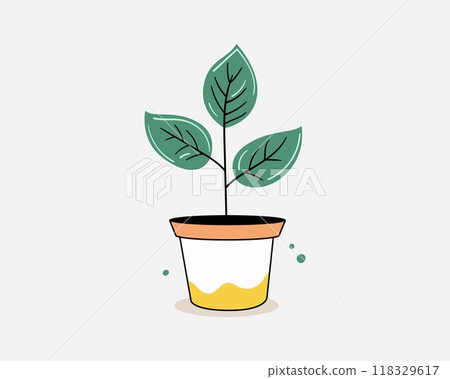 Plant in pot for home decoration. Houseplant vector illustration, isolated on white. 118329617