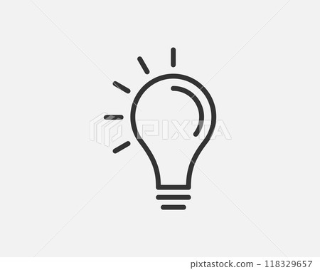 Light dimmer icon line trendy design. Electricity lamp saving energy sign. Black and white flat style. 118329657