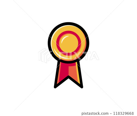 Medal with ribbon premium quality vector icon. Best choice label, certified badge, approval chec or award guarantee. Medal with ribbon premium quality vector icon. Best choice label, certified badge, approval chec or award guarantee. 118329668