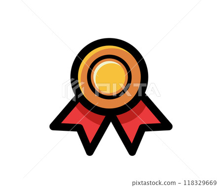 Medal with ribbon premium quality vector icon. Best choice label, certified badge, approval chec or award guarantee. Medal with ribbon premium quality vector icon. Best choice label, certified badge, approval chec or award guarantee. 118329669