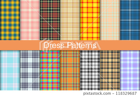 Trendy plaid bundles, textile design, checkered fabric pattern for shirt, dress, suit, wrapping paper print, invitation and gift card. Trendy plaid bundles, textile design, checkered fabric pattern for shirt, dress, suit, wrapping paper print, invitation and gift card. 118329687