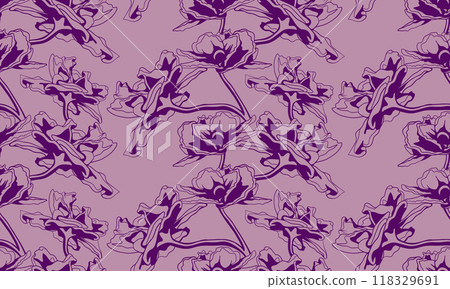 Hand drawn floral pattern vector design. Flower drawing simple ornament. 118329691