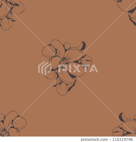 Hand drawn floral pattern vector design. Flower drawing simple ornament. Hand drawn floral pattern vector design. Flower drawing simple ornament. 118329796