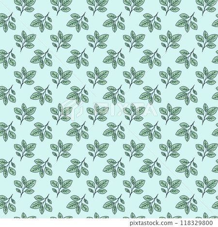 Hand drawn floral pattern vector design. Simple ornament with plant and leaf. Hand drawn floral pattern vector design. Simple ornament with plant and leaf. 118329800