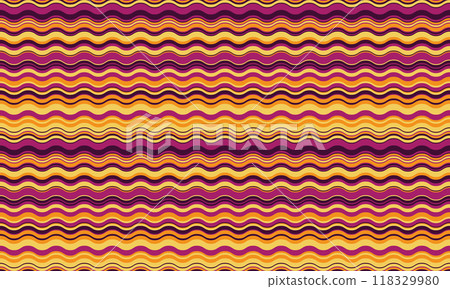 Abstract background with wavy stripes in vibrant colors, creating a rippled, liquid effect. Smooth curves and textured lines add elegance, vitality, and creativity. Ideal for wallpaper or textile. Abstract background with wavy stripes in vibrant colors, creating a rippled, liquid effect. Smooth curves and textured lines add elegance, vitality, and creativity. Ideal for wallpaper or textile. 118329980