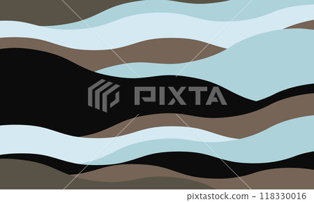 Minimalist abstract background with wavy, rippled stripes and sparse curves. Flowing, textured lines in trendy colors create a graphic look, perfect for posters, prints, or a modern, minimal design. 118330016