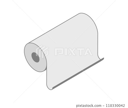 Textile roll vector icon. Paper tube illustration design for kitchen cleaning towel, carpet, scroll whatman, fabric. 118330042
