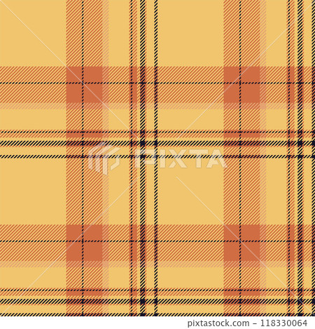 Plaid seamless pattern in orange. Check fabric texture. Vector textile print. 118330064