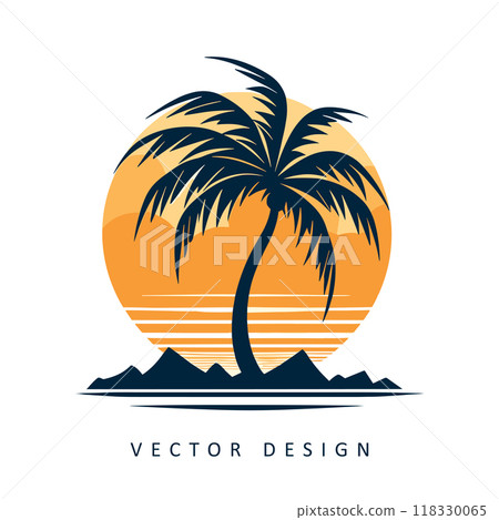 palm tree summer vacation minimalist vector design isolated illustration 118330065