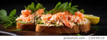 Delicious sandwiches with shrimps. 118330119