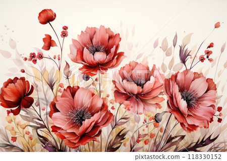 Abstract golden linear graphics on the black background. Floral pattern. 118330152