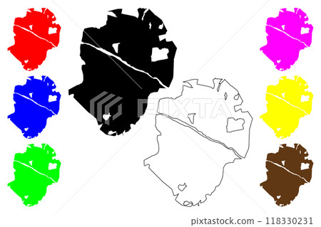 Madurai City (Republic of India, Tamil Nadu State) map vector illustration, scribble sketch City of Madurai map 118330231