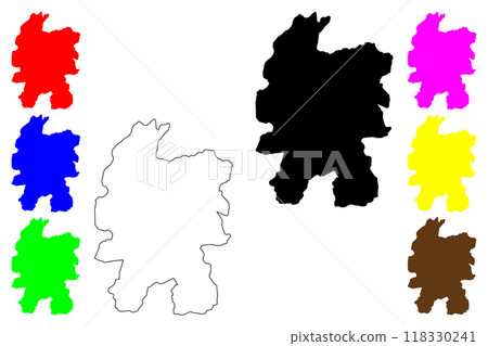 Solapur City (Republic of India, Maharashtra State) map vector illustration, scribble sketch City of Sholapur map 118330241